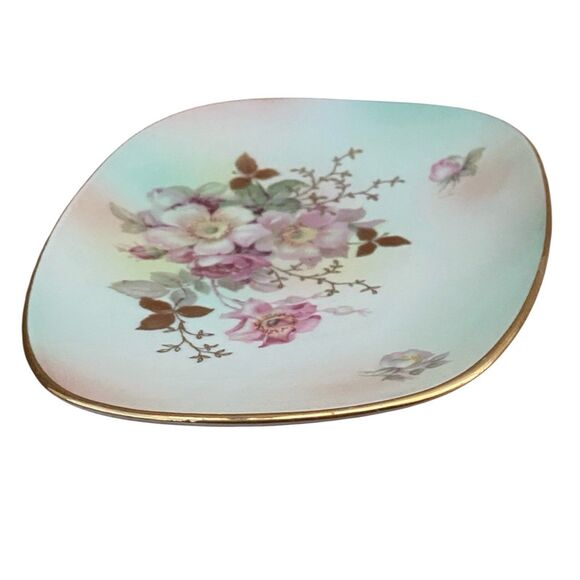 VTG Bavaria Schumann Arzberg Germany Trinket Plate Wild Rose Blush/Gold Trim - Picture 4 of 7